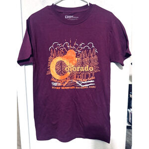 Colorado TShirt Rocky Mountain National Park sz S Burgundy souvenir travel